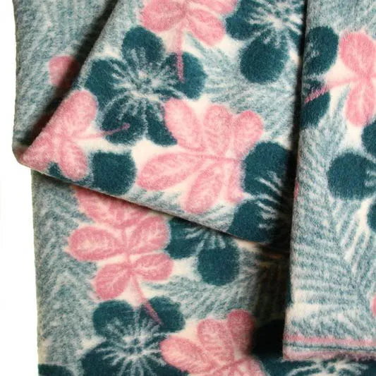 Mantelwol groen en roze flowerwool - Atelier Jupe